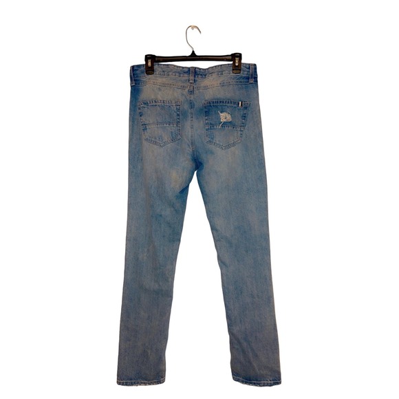 American Rag Men's Blue Jeans 31W 32L Straight Fit Distressed Light Wash - Picture 2 of 6